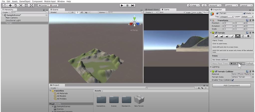 Create A Terrain, Add Trees And Grass In Unity